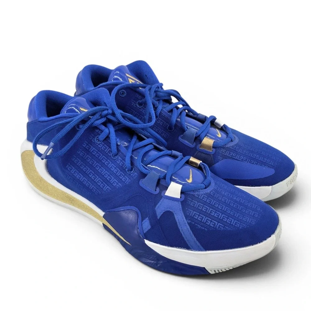 Nike Zoom Freak 1 Greece Basketball Shoes Blue Gold Men's Size 14 BQ5422-400 EUC